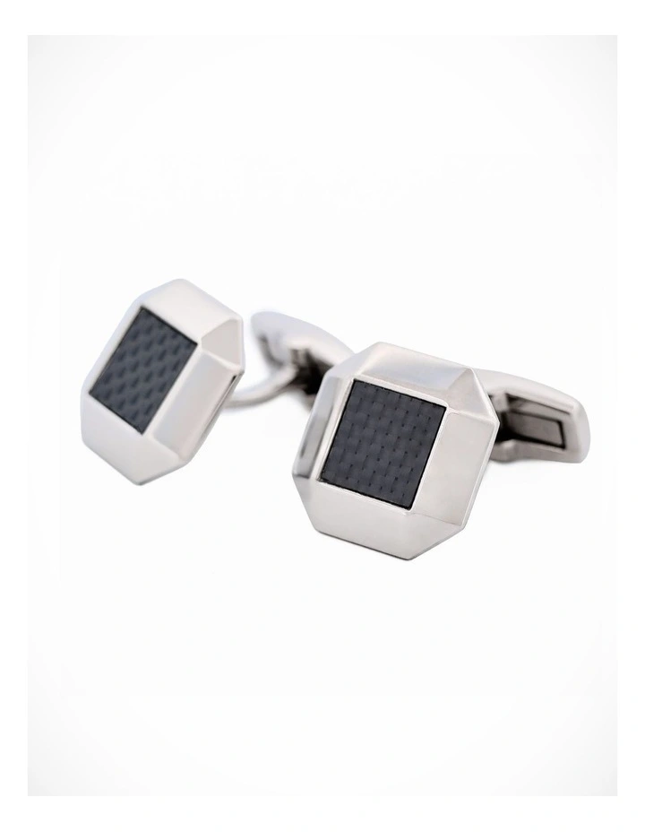 Stainless Steel Carbon Cufflinks image 1