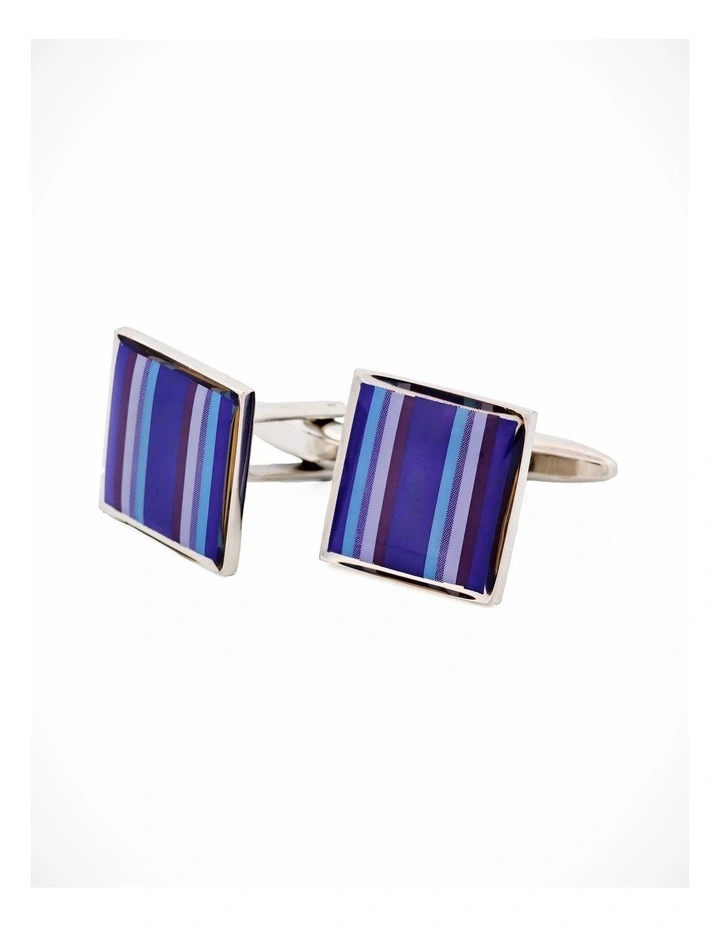 Purple Pink Blue Striped Cufflinks image 2