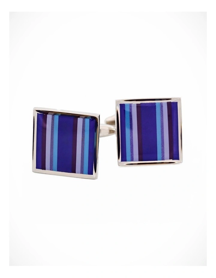 Purple Pink Blue Striped Cufflinks image 3