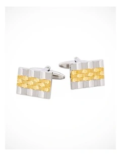 Rhodium & Gold Plated Watchband Patterned Cufflinks
