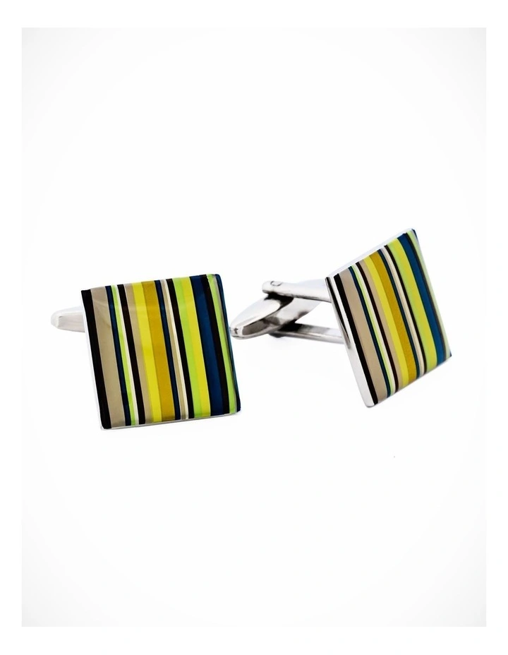 Square enamel stripe Cufflinks image 1