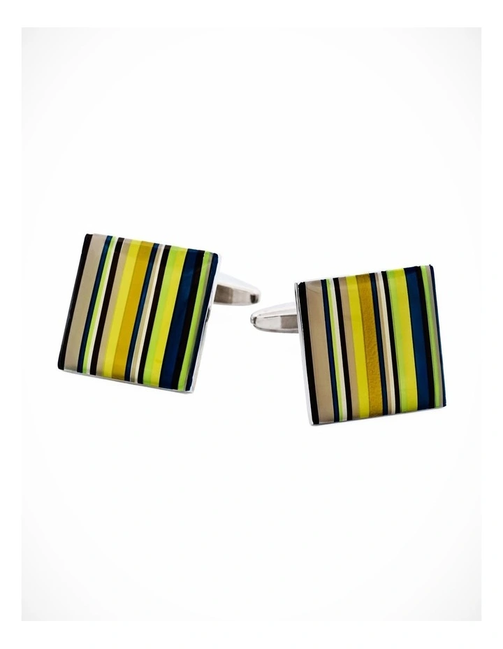 Square enamel stripe Cufflinks image 2