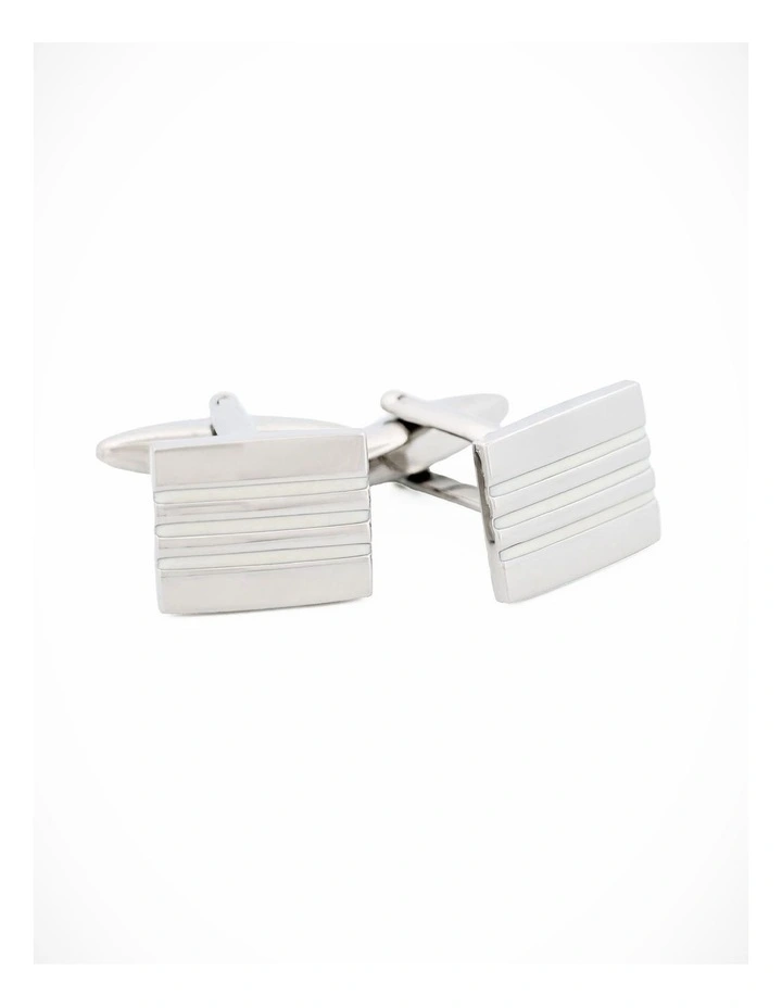 White Enamel Cufflinks image 2