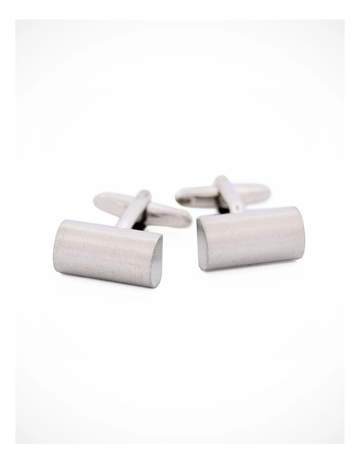 Scratched Rhodium Cufflinks image 1