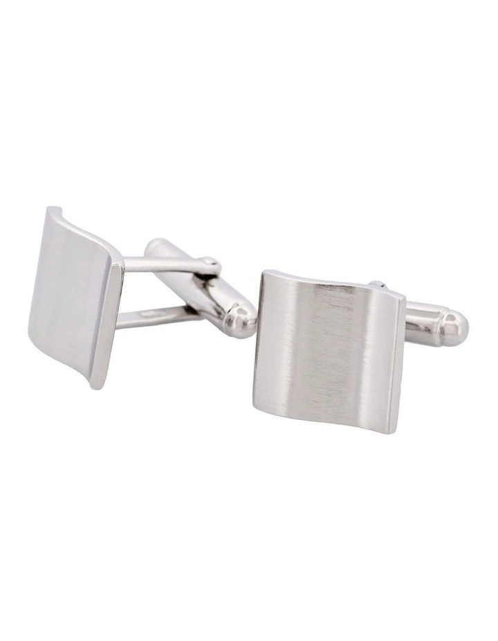 Brushed Rhodium Plated Sterling Silver Wave Cufflinks image 3