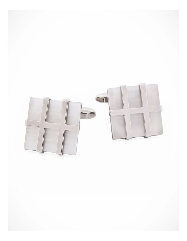 Rhodium White Cat's Eye Cufflinks image 3