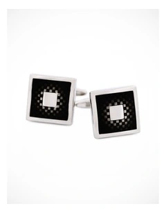 Rhodium Purple Enamel Cufflinks