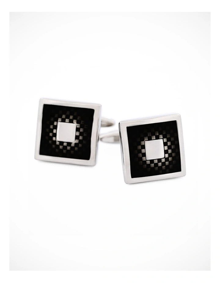 Rhodium Purple Enamel Cufflinks image 1