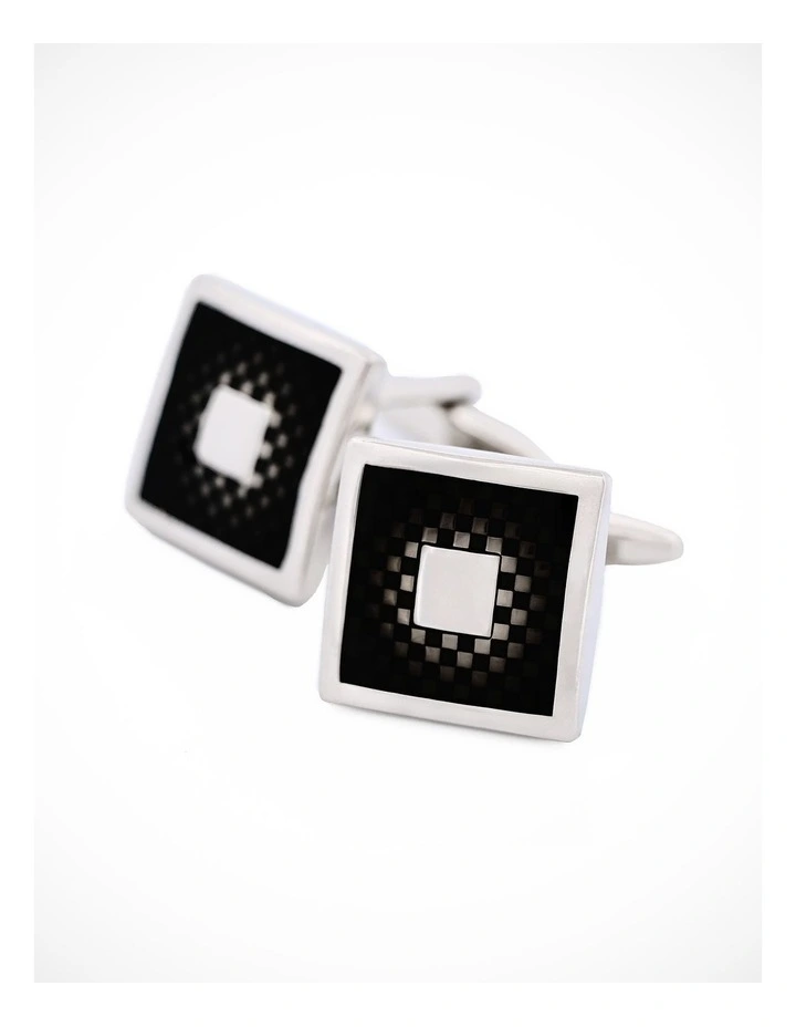 Rhodium Purple Enamel Cufflinks image 3