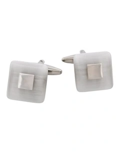 Square White Cats Eye Cufflinks