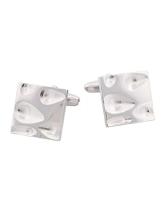 Rhodium Plated Moon Crater Cufflinks
