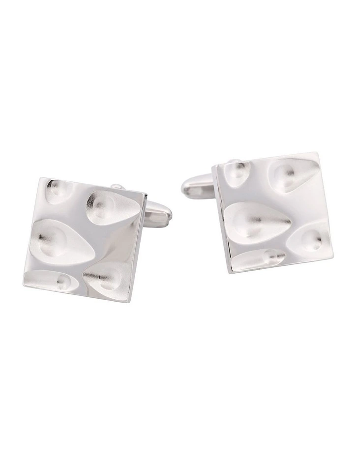 Rhodium Plated Moon Crater Cufflinks image 1