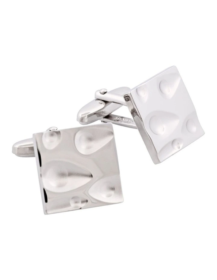 Rhodium Plated Moon Crater Cufflinks image 2