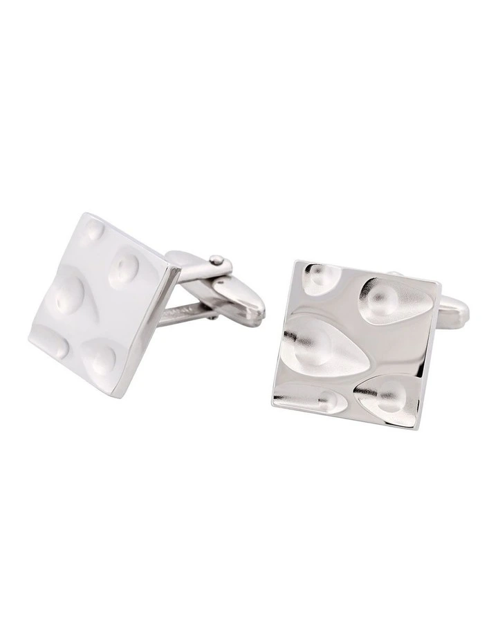 Rhodium Plated Moon Crater Cufflinks image 3