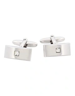 Rhodium Crystal Cufflinks