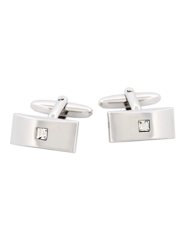 Rhodium Crystal Cufflinks image 1