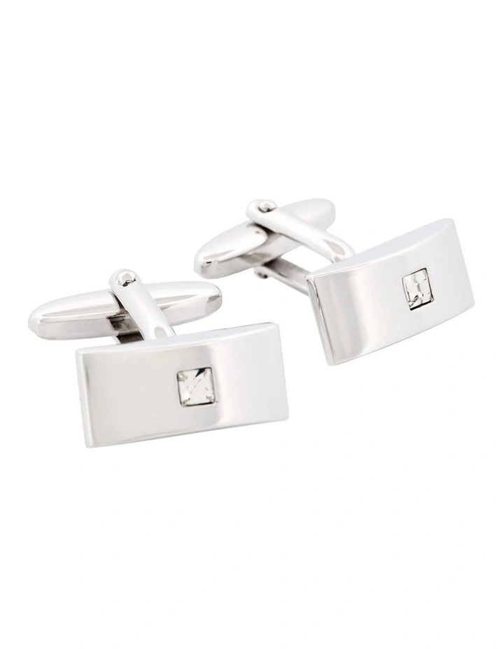 Rhodium Crystal Cufflinks image 2