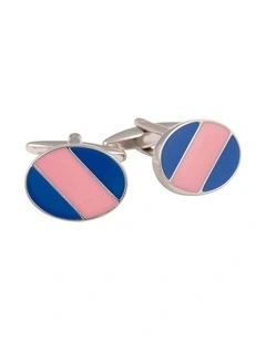 Blue & Pink Striped Enamel Cufflinks