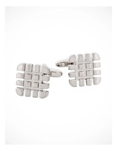 Brushed Rhodium Tyre Tread Cufflinks