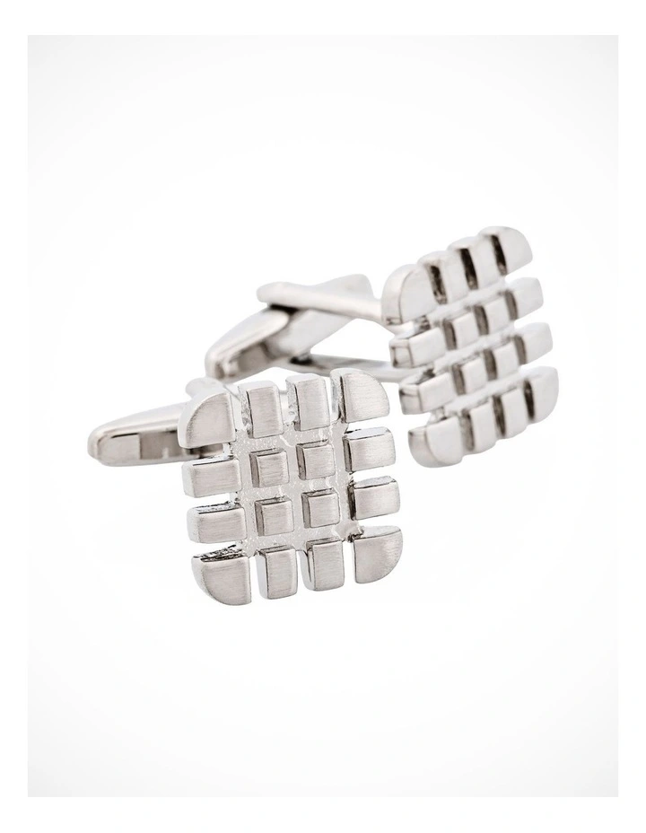 Brushed Rhodium Tyre Tread Cufflinks image 2