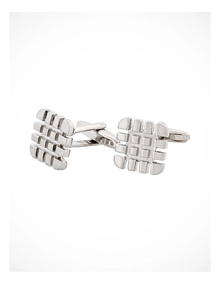 Brushed Rhodium Tyre Tread Cufflinks image 3