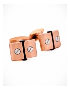 Stainless Steel &Ion Plated Rose Gold &Ion Plated Black Screw Cufflinks