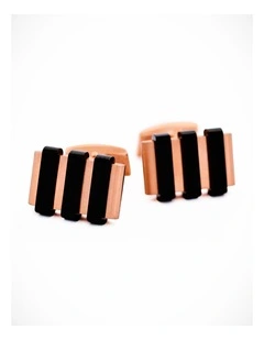 Stainless Steel &Ion Plated Rose Gold &Ion Plated Black Cufflinks