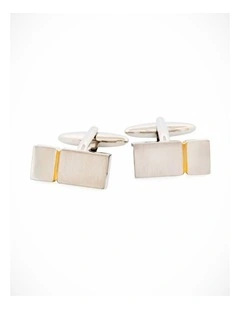 Brushed Rhodium Polished Gold Cufflinks