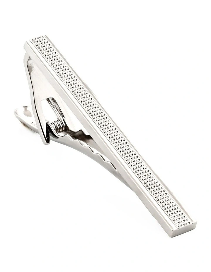 Rhodium Patterned Tie Bar 50mm image 2