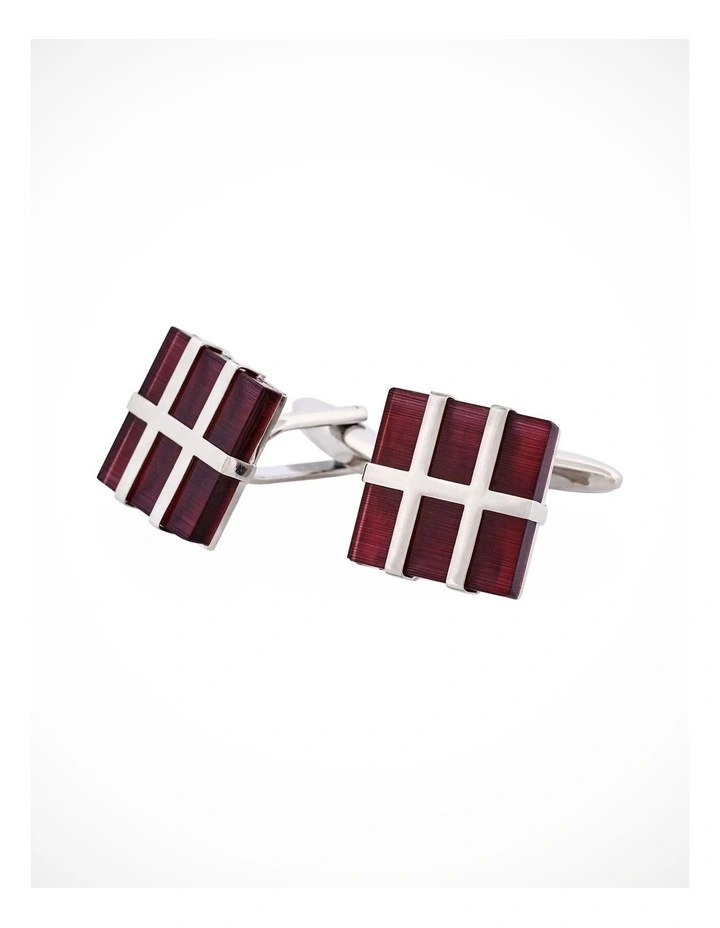 Dark Purple Cats Eye Square Grate Cufflinks image 1