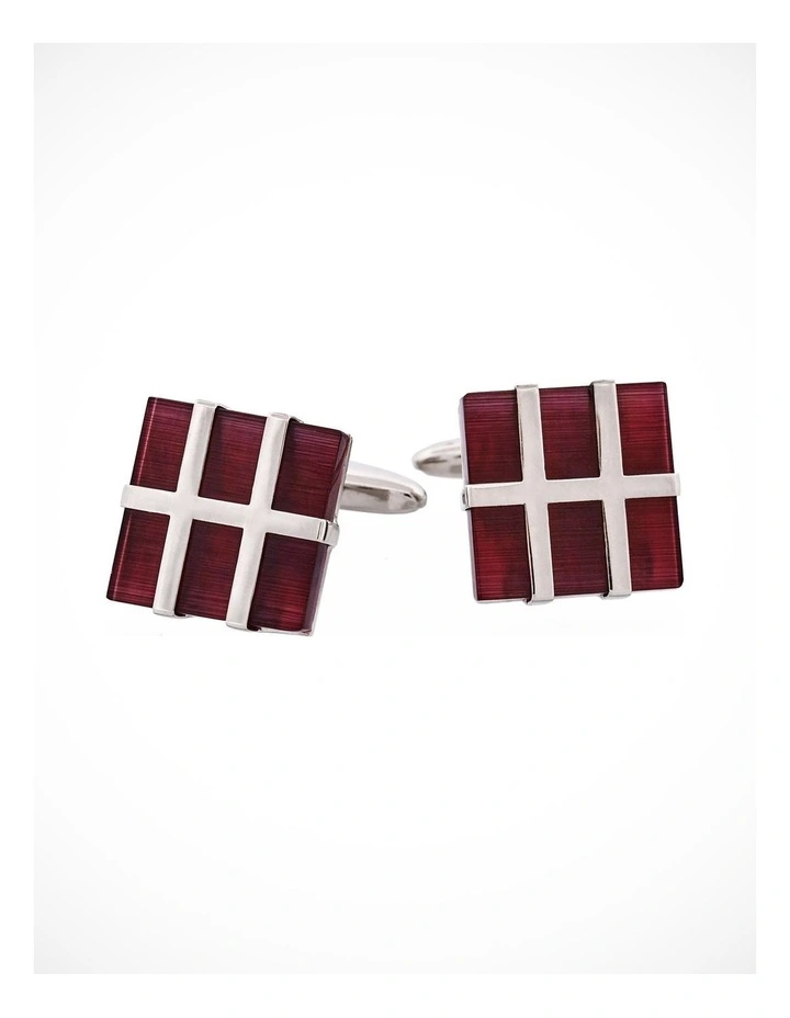 Dark Purple Cats Eye Square Grate Cufflinks image 2