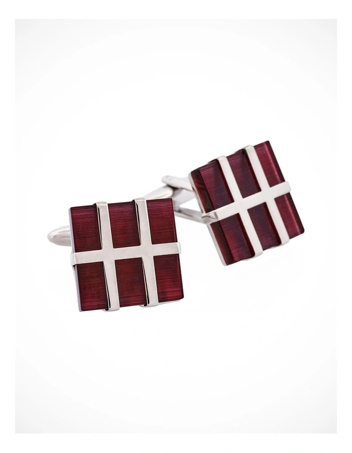 Dark Purple Cats Eye Square Grate Cufflinks image 3