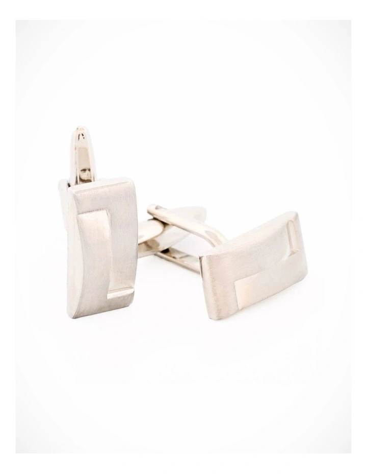 Brush Rhodium Plated Cufflinks image 1
