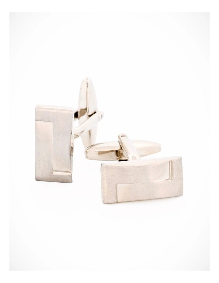 Brush Rhodium Plated Cufflinks image 2