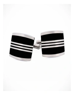 Stainless Steel Black Cufflinks