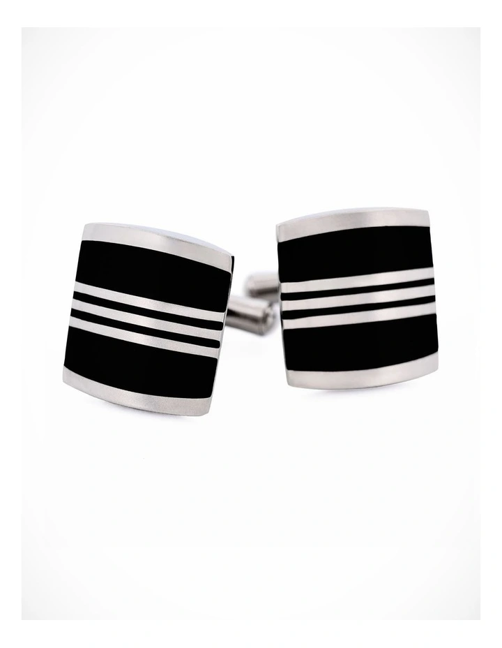 Stainless Steel Black Cufflinks image 1