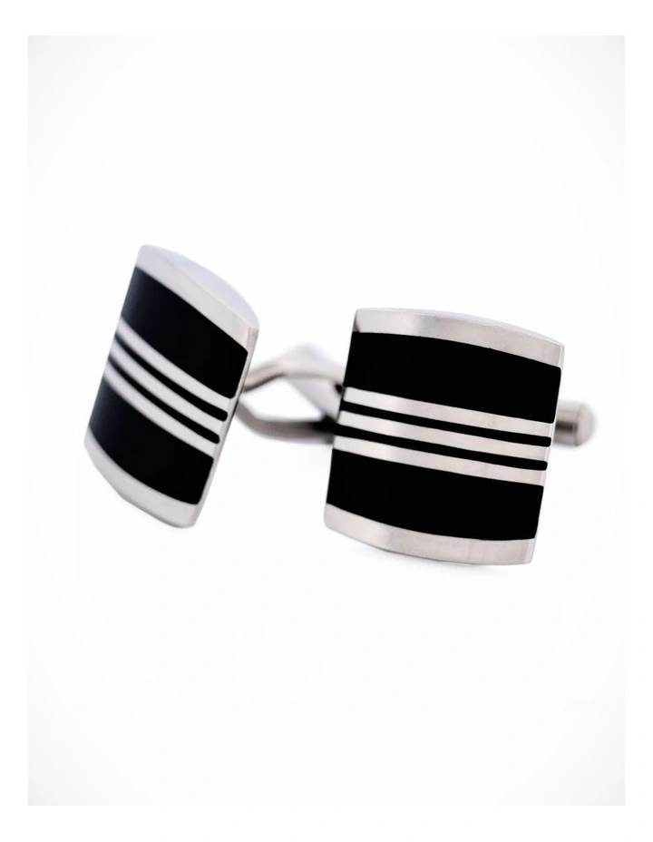 Stainless Steel Black Cufflinks image 2