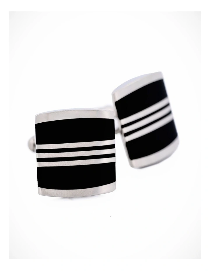 Stainless Steel Black Cufflinks image 3