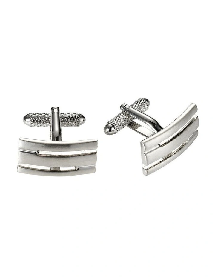Brushed Rhodium Plated Cufflinks image 1
