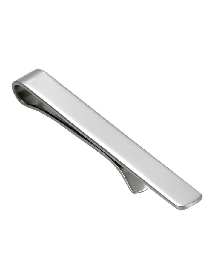 9ct White Gold Plain Bar Tie Slide image 1