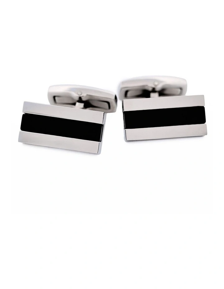 Stainless Steel Onyx Cufflinks image 1