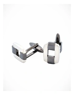 Gun Metal & Rhodium Cutout Cufflinks