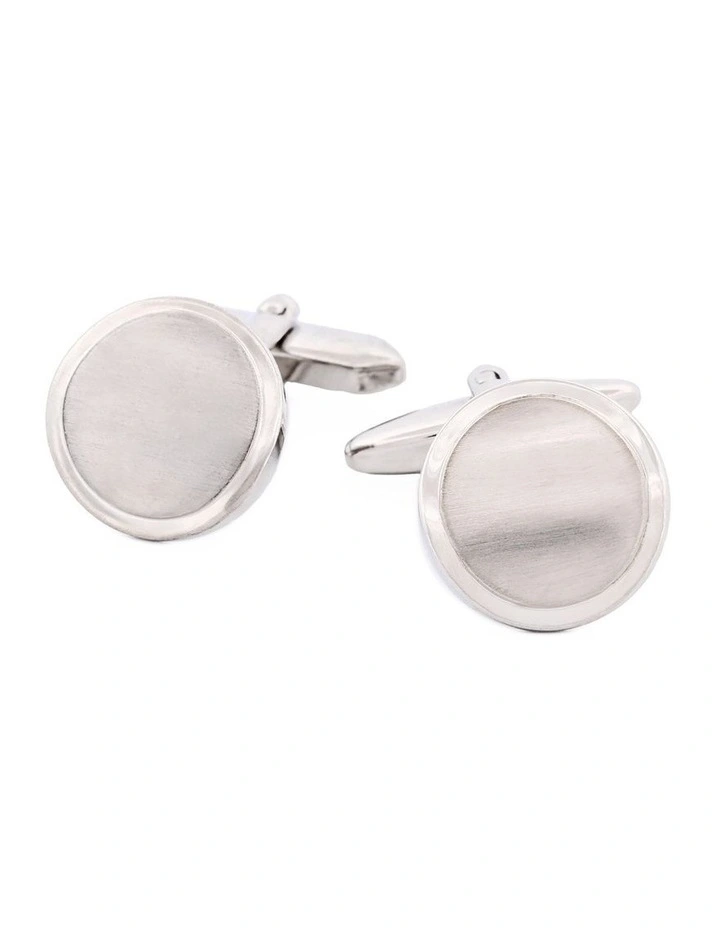 Rhodium Plated Polished Trim Cufflinks image 1
