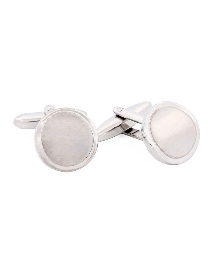 Rhodium Plated Polished Trim Cufflinks image 2