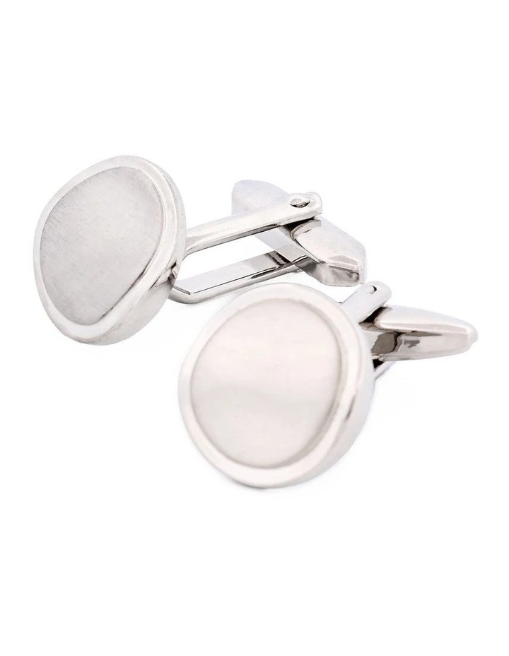 Rhodium Plated Polished Trim Cufflinks image 3