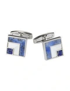 Mother Of Pearl & Lapis Lazuli & River Shell Square Cufflinks