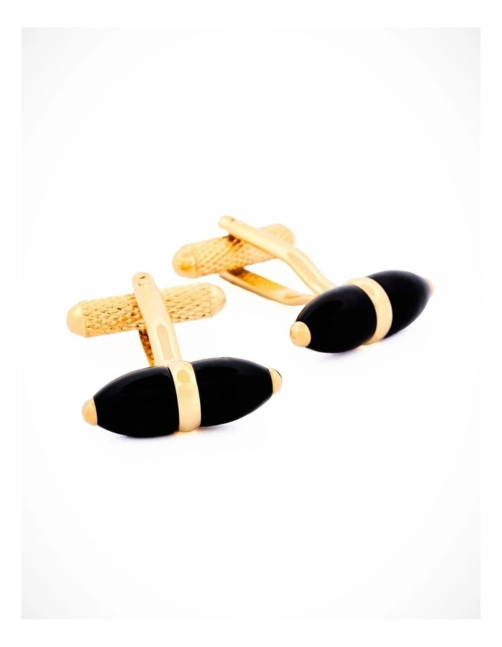 Gold Plated Black Cufflinks image 1