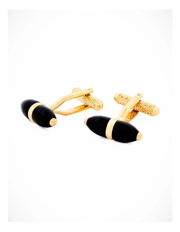 Gold Plated Black Cufflinks image 2