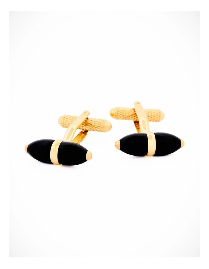 Gold Plated Black Cufflinks image 3
