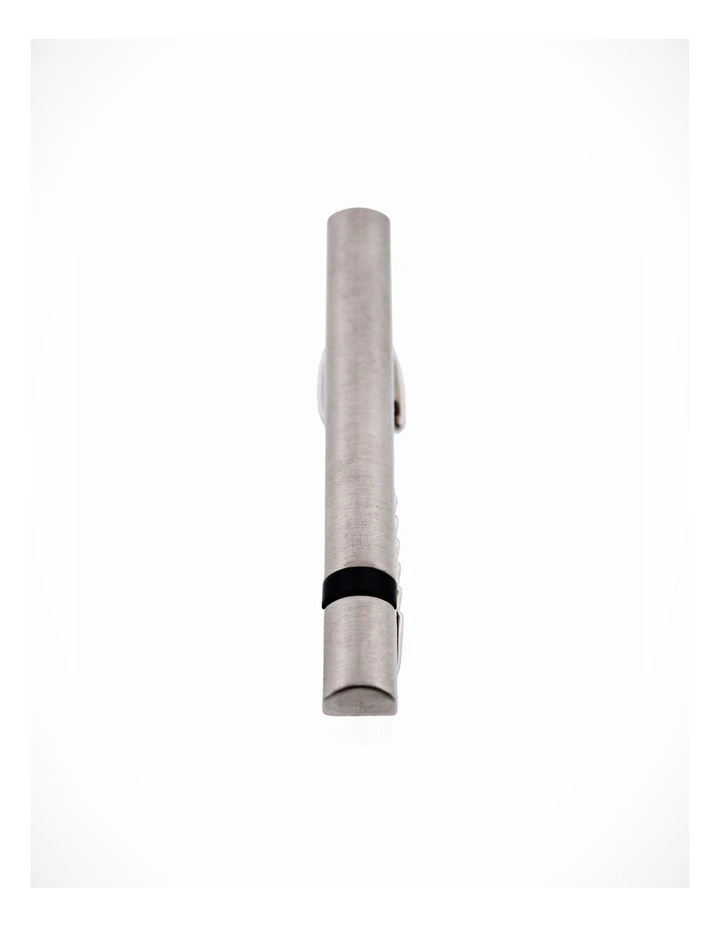 Brush Rhodium Black Tie Bar image 1